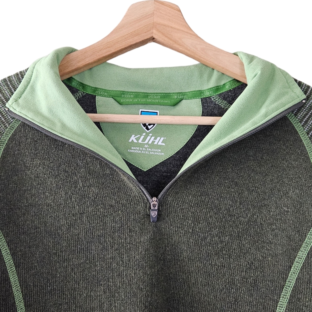 KUHL Chianti Fleece Lined Wool Blend Green Womens Half Zip Pullover Jacket - Picture 4 of 7